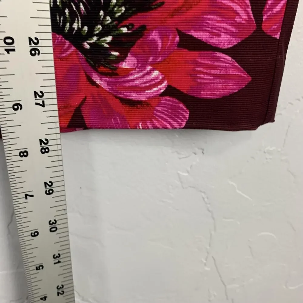 Trina Turk Skirt Set Womens Top 6 Skirt 4 Burgundy Pink Floral Pencil Made USA